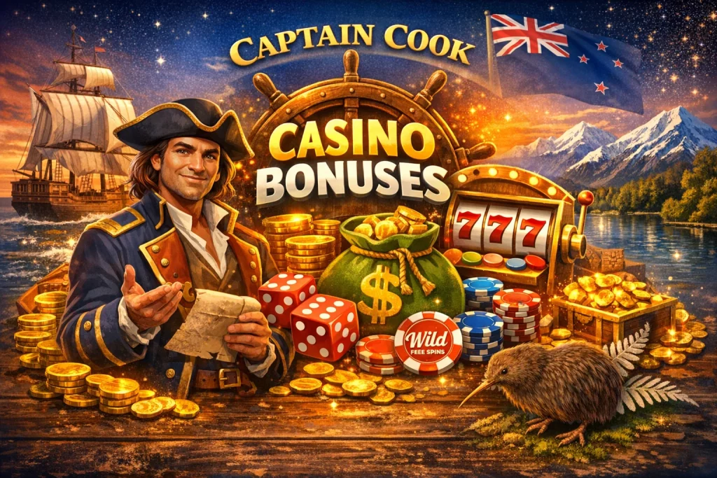 Captain Cook Casino bonuses with slots and free spins